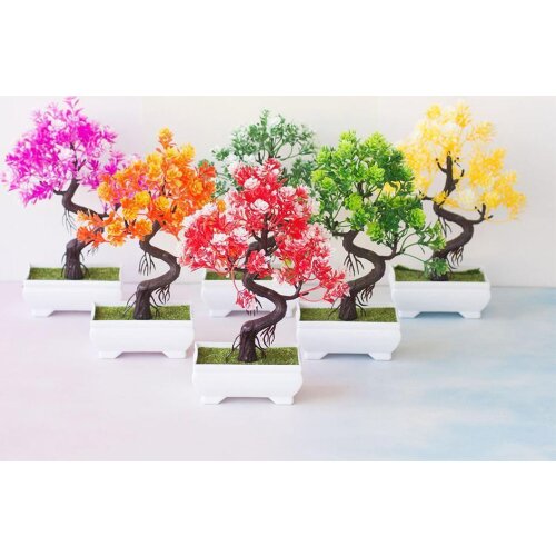 Artificial Potted Small Fake Tree Pot Bonsai Simulation Home Gift Office Table Centerpieces Flower Decor Plant Ornaments G6D7