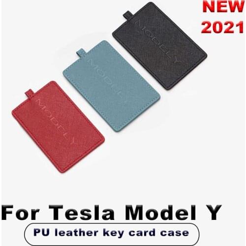 Leather Key Card Case Key Holder Protector Cover for Tesla Model Y Key Card Holder Accessories Key Chain Interior Accessories
