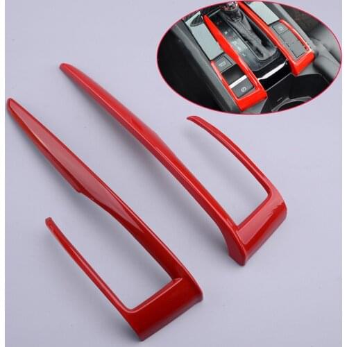 2Pcs ABS Red Interior Front Gear Shift Frame Cover Trim Fit For Honda Civic 10th 2016 2017 2018