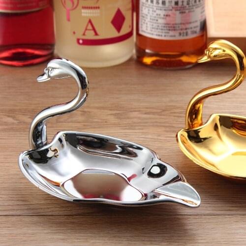 Creative swan dry fruit plate silver gold plated snacks plate tableware holder home table wedding party decoration 879