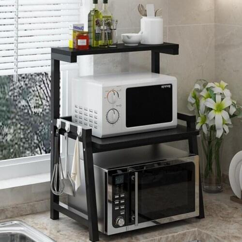 Kitchen racks spice rack microwave oven storage storage rack free punching floor double desktop oven shelf