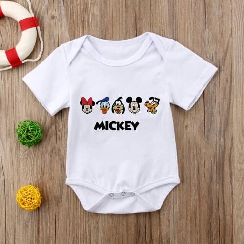 0-24M Summer Baby Girl Boys Clothing Rompers Jumpsuit Short-sleeved Disney Print Cute Soft Newborn Infant Baby Playwear Dropship