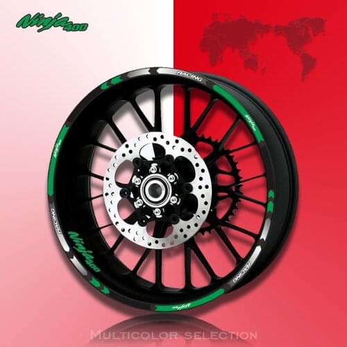 Hot sell Motorcycle front&Rear Edge Outer Rim Sticker 17inch Wheel Decals Reflective waterproof stickers For Kawasaki ninja 400