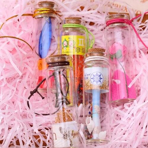 12Pcs Shell Key Flower Mini Glass Cork Stopper Wishing Bottles Vials Containers Mini with Cork Stopper Wishing Bottle
