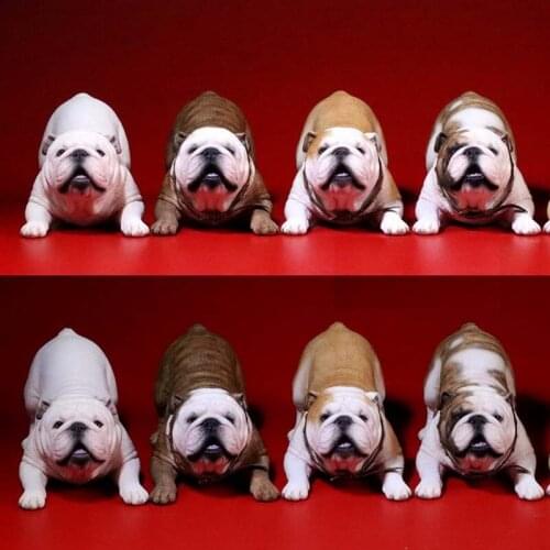 Mnotht 1Pair 1/6 British Bulldog Sculpt Model Naughty & Cute Dog Carving For 12in Action Figure Scene l20