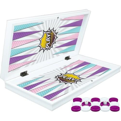 Yenigün Classic Pop Art Backgammon Set Large Size Backgammon Set High Grade Backgammon Chess Travel Chess 48.0x24x6.5cm