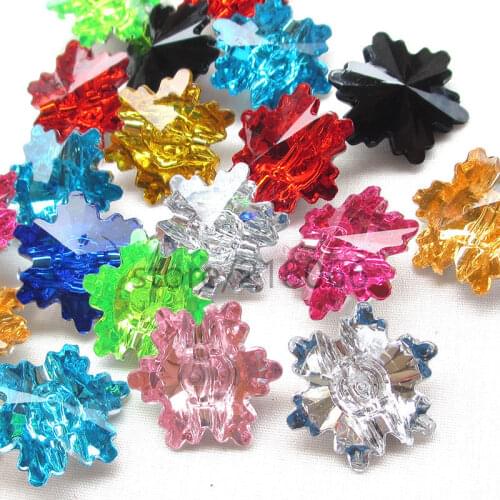 New 10pcs Snowflake Sew On Rhinestone Sewing Button Craft Back Hole