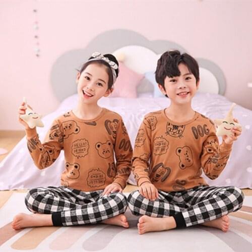 Autumn Boys Girls Pajamas Clothes Long Sleeve Childrens Clothing Sleepwear Cotton Pyjamas Sets For Kids 4 6 8 10 12 Years
