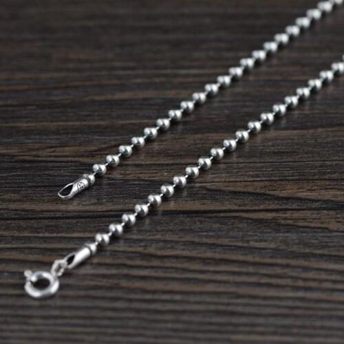 Pure Silver 925 Sterling Silver Necklaces For Men And Women Vintage Chockers Link 3mm Silver Bead Necklace Punk Jewellery Gift