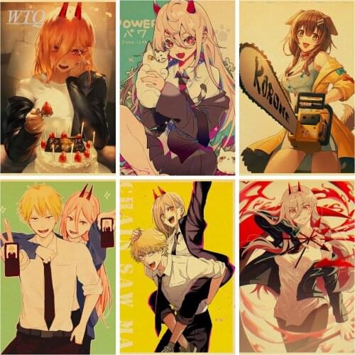 Chainsaw Man Poster Retro Poster Home Decor Anime Posters Canvas Painting Wall Decor Wall Art Picture Photos for Childrens Room