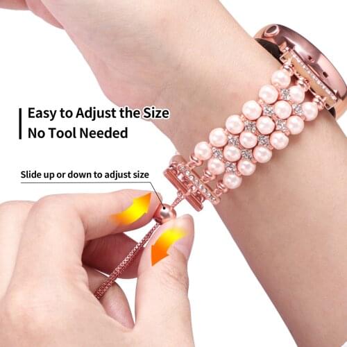 20mm Strap for Samsung Galaxy Watch 41mm 42mm Active 2 Women Diamond Bead Bracelet Watchband for Gear Sport huawei gt 2 42mm