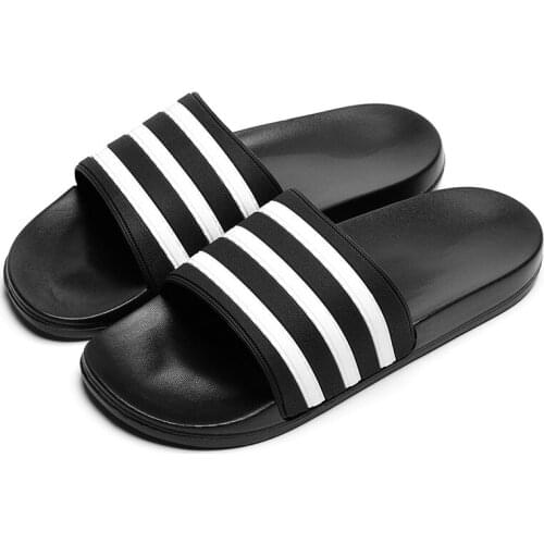 Stripe Sport Slippers Thick Sole Soft EVA Indoor Bathroom Slides Sandals Casual Beach Unisex Platform Men Women Home Shoes Large