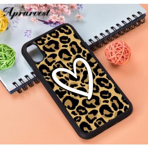 Aprarvest Leopard Print Heart Silicone Rubber Phone Case Cover For iPhone 6 6S 7 8 PLUS X XS XR 11 12 MINI PRO MAX