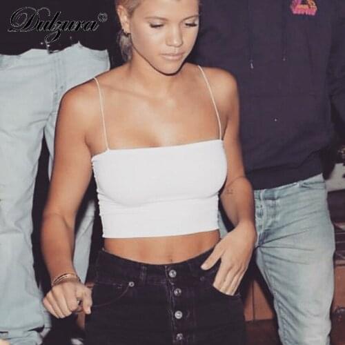 Dulzura sexy women basic crop tops 2018 summer autumn female sleeveless camis white black solid camisole