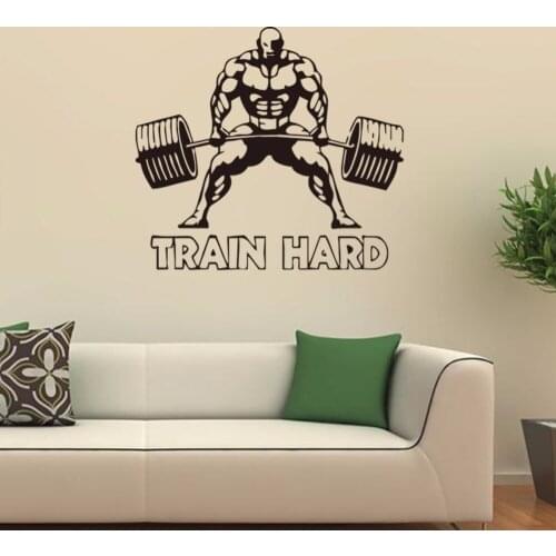 Weightlifting sports wall art decal train hard home decor boys rooms decor diy wallpaper removable wall stickers