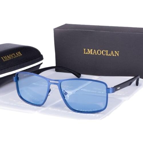 Ocean Blue Vintage Brand Designer Men Polarized Retro Sunglasses Square Classic Male Shades Sun glasses UV400