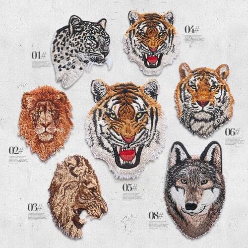 High quality Embroidery tiger Patches ironing Vivid animal Applique Patches for clothing iron tiger animal sticker