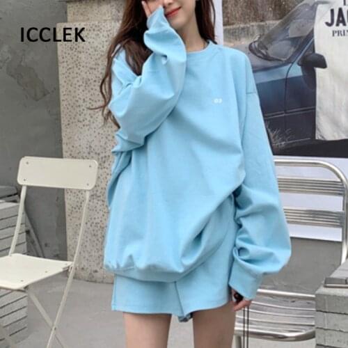 Two Piece Set Women Club Outfits Tracksuit Women Matching Sets Loose Sweatshirt Fleece Pullovers Shorts Sets Pink Top Sweatsuit