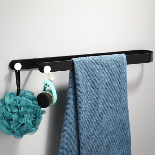 1Pc Creative Wall-mounted Bathroom Towel Rack Aluminum Kitchen Cabinet Washcloth Hanging Shelf