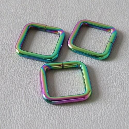10Pcs/Lot Rainbow Metal Square Ring Buckle Hardware Clasp Dog Collar Leash Leads Loop Bag Backpack Belt Straps Accessories