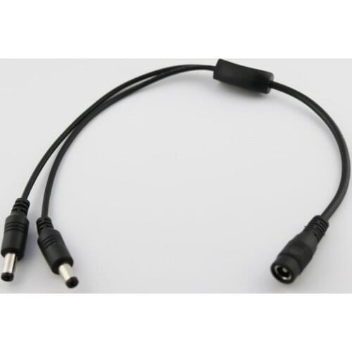 10pcs CCTV DC Power Plug 1 Female Jack To 2 Male Cable Splitter 5.5mm x 2.5mm Adapter 37cm