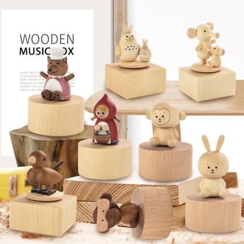 12 Kinds Of Rotating Animal Music Boxes Creative Festival Gifts Tabletop Decoration Wooden Simulation Music Box Crafts