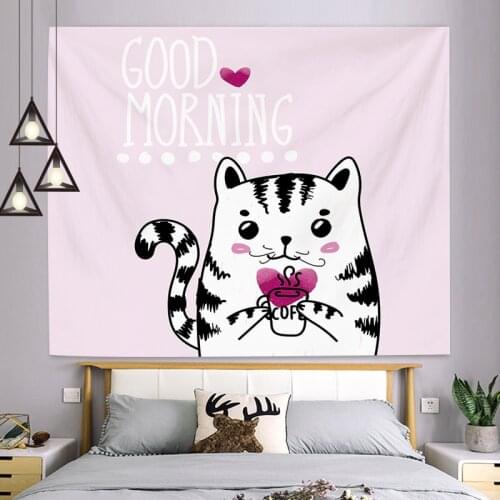 2021 Cartoon Cat Tapestry 90X70 Inch Hippie Crocodile Tapestries Wall Hanging For Childrens Gifts Bedroom Livingroom Dorm Decor