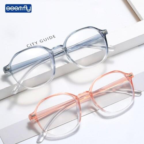 Seemfly 2021 Women Anti Blue Light Plain Glasses Ultralight Men Gradient Color Clear Lens Eyeglasses Transparent Optical Eyewear