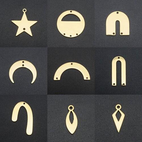 5Pcs / Lot 100% Stainless Steel Star Different Gold Geometric DIY Earring Connectors Charm For Making Necklace Bracelet