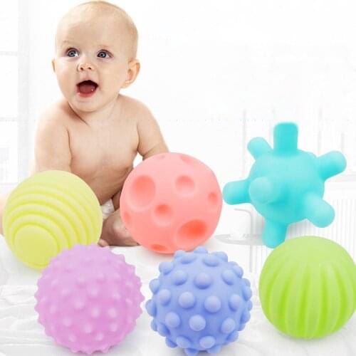 6Pcs/Set Baby Toy Ball Set Candy Color Infant Tactile Senses Touch Hand Ball Toys Baby Training Ball Massage Soft Bubble Ball
