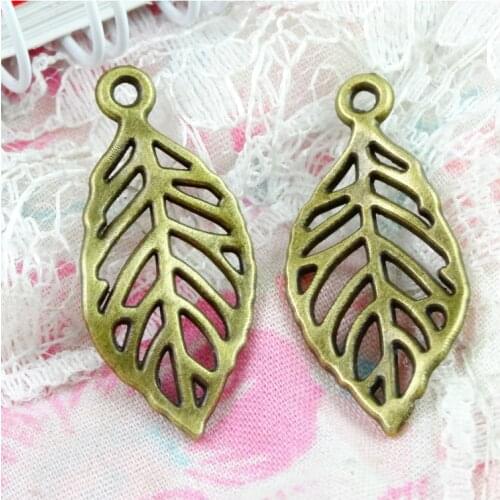 60pcs Charms tree leaf 13*29MM Antique Bronze Plated pendant fit,Vintage DIY bracelet necklace