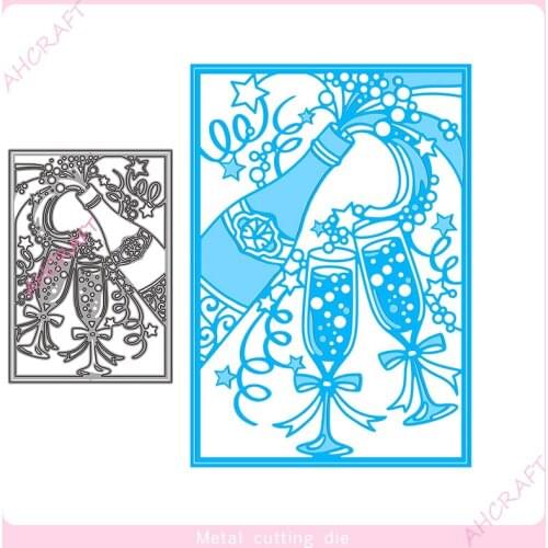 Champagne Hollow Frame Metal Cutting Dies for DIY Scrapbooking Photo Album Decorative Embossing PaperCard Crafts Die2021