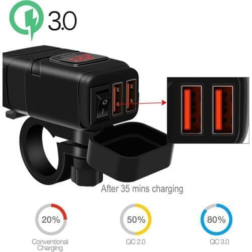 New Upgrade Practical Motorcycle Quick Charger 12V SAE to USB Adapter with Voltmeter On Off Switch Wholesale Quick delivery CSV