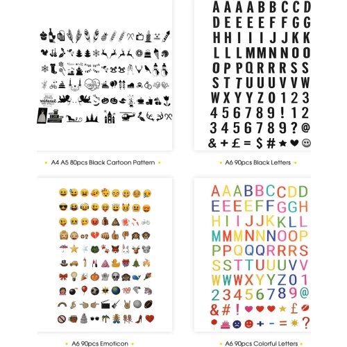 DIY Letters Cards of A4/A5/A6 Light box Black and Color Symbols Numbers Free Combination Card letters for LED Night Light Box