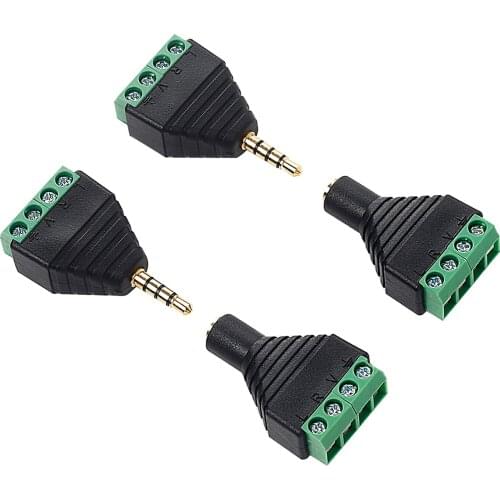 For 3.5 mm male 4 pin Terminal Block Plug connector Video AV 3.5mm 4 Pole Stereo Male to AV Screw Terminal Stereo Jack