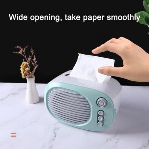 Home Radio Modeling Bamboo Charcoal Cartoon Tissue Box Mini Radio Shape Tissue Box Storage Box Restaurant Desktop Decoration