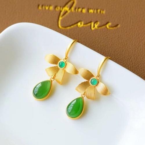 Elegant Green Crystal Flower Drop Earrings for Women Girls Dangle Earing Jewelry Wedding Bohemian Jewellery Bijoux Wholesale