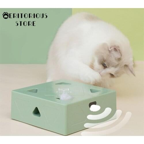 Electric Cat Toy Sqaure Magic Box Smart Teasing Cat Stick Crazy Game Interactive Cats Feather Toys Cat Catching Mouse