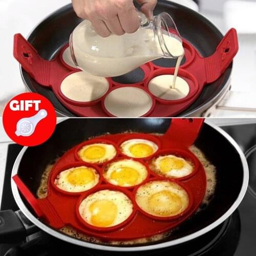 Pancake Nonstick Silicone Mold Cooking Tool Round Heart Pancake Maker Egg Baking Tool Cooker Pan Flip Eggs Mold Kitchen