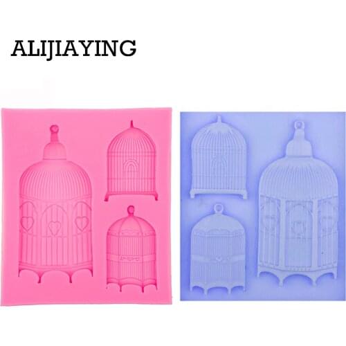 M0584 1Pcs Birdcage Silicone Fondant Mold Cake Decorating Tools DIY Sugarcraft Gumpaste Chocolate Candy Clay Moulds