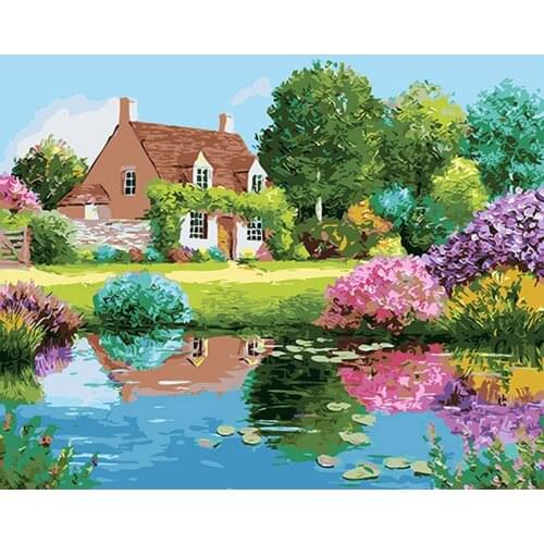 40x50 Garden home mass effect wall Oil Painting By Numbers on Canvas art cuadros wedding decoration Modular pictures DY585