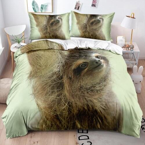 3D Custom Design Sloth Bedclothes Sets White Duvet Covers Set Pillow Shames Twin King Queen Double Single Size Animal Beddings