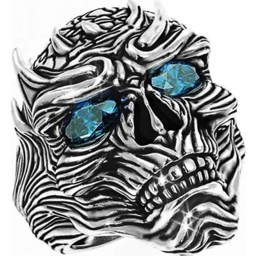 Personality Horned Skull Rings for Men Retro Punk Party Finger Ring Daily Wearable Hiphop Accessories Male Trendy Jewelry Gifts