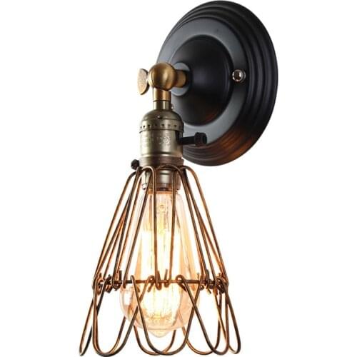 Loft retro iron art E27 American country cafe small iron cage explosion-proof lamp single head wall lamp WF1223957