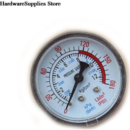 1PC Bar Air Pressure Gauge 9mm Thread 0-180 PSI 0-12 Manometer Double Scale For Air Compressor Iron
