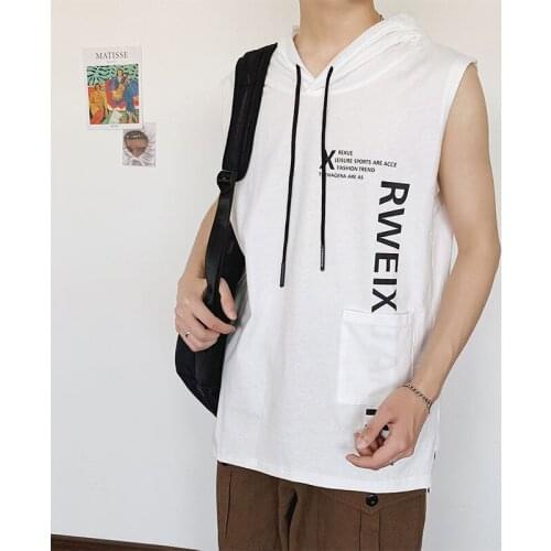 VERSMA Japanese Chic Cotton Vest Sleeveless Tshirt White Tank Top Men Summer Sport Clothes Streetwear Oversized Undershirt Men