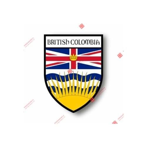 Cartoons Car Stickers Decal Souvenir Vinyl Car Shield City Flag Crest Canada British Columbia Racing Helmet Laptop Stickers
