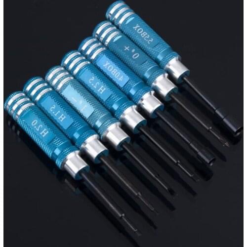 7PCS Hex Screw Driver Tool Kit For RC Helicopter Plane Transmitter Car Blue