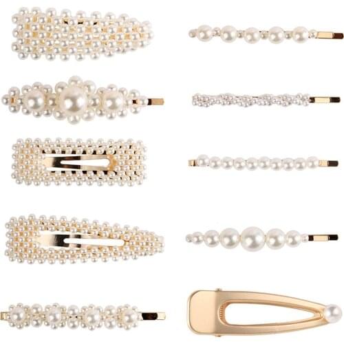 Pearl Hair Clip Set For Women Girls Gold European White Pearl Wedding Hairpins 10/4/5/12 Pcs Hair Clip