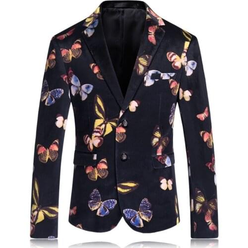 2020 New Mens Velvet Blazer Floral Men Jacket New Brand Plus Size 4XL Mens Flower Blazer Designer Business Stage Cloth For Men
